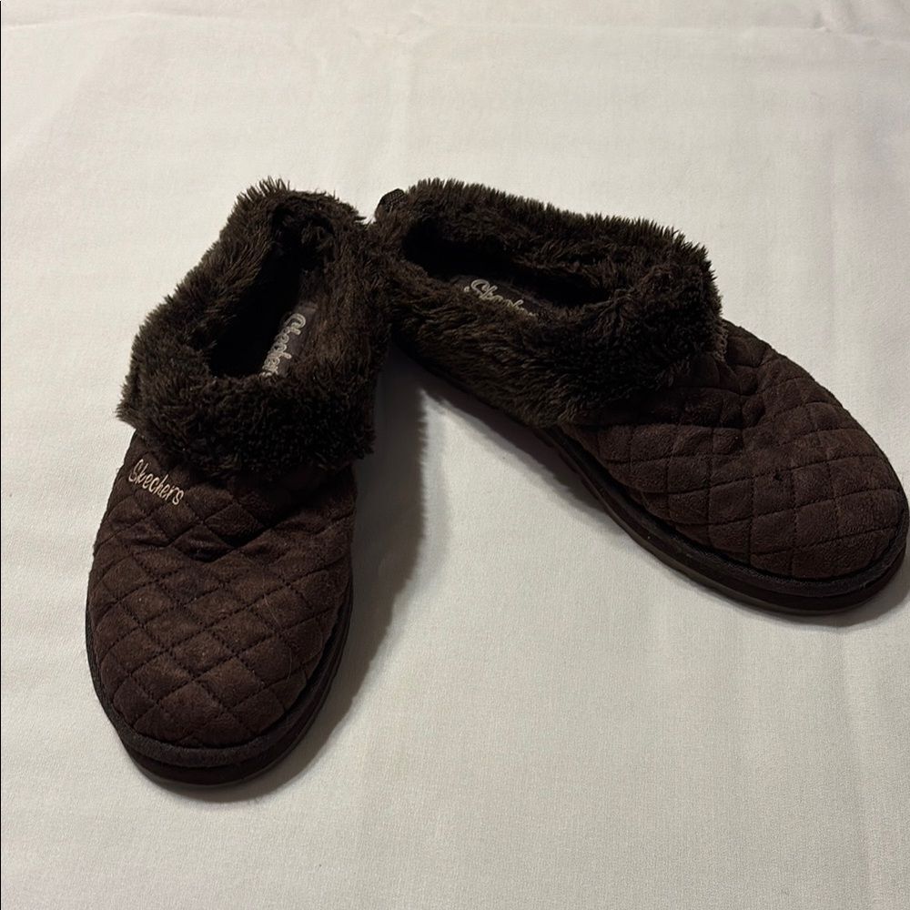 Brown Quilted Women's Slippers